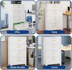 Ckzbx Metal 4 Drawers Locker Storage Organizer, 60.6" H Drawer Chest, Closet Organizers for Living Room, Hallway, Closet, White - Image 4