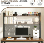 LINLIUA 2/3/4 Tier Desk Hutch, Metal Desk Shelf with Pegboard, Desk Shelves for Top of Desk, Freestanding Desktop Bookshelf, Desktop Shelf Organizer Display Rack for Dorm Office and Home - Image 3