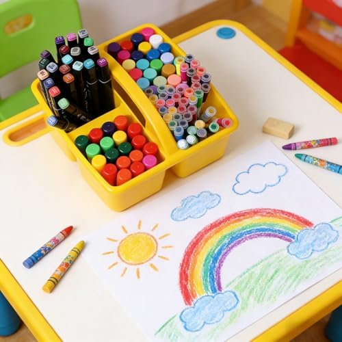 Set of 6 Classroom Caddy, Small Plastic Storage Caddy with Handle, Rainbow - Image 7