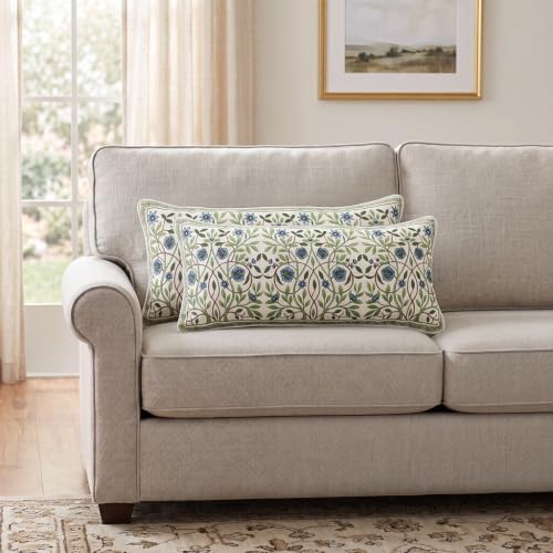 ISAENNE Designer Linen Throw Pillow Cover,Set of 2,28"x12"-Mosella A - Image 3