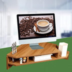 Triangle Monitor Stand Riser, Wooden Triangle Desktop Computer Stand with Office Organization, Walnut Color - Image 2