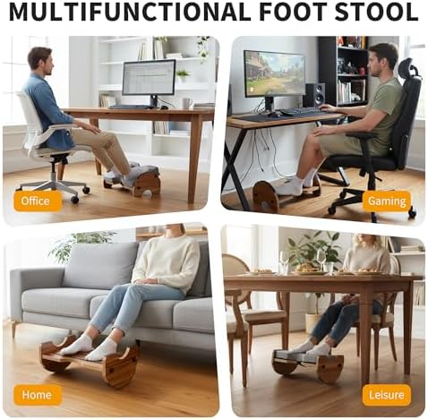 Foot Rest for Under Desk at Work, 3-in-1 Reversible Rocking Footrest Adjustable Foot Stool, Ergonomic Footrest for Under Desk, for Home, Office and Gaming, 5 Adjustable Heights, with Washable Cover - Image 7