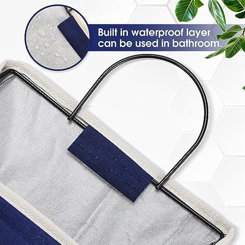 Woanger 12 Pcs Wall Hanging Storage Bag Wall Hanging Organizer Bag Over The Door Closet Basket Containers Bins with Hooks Pockets for Bedroom Bathroom, 15 x 4.3 x 8.7''(Navy Blue) - Image 5