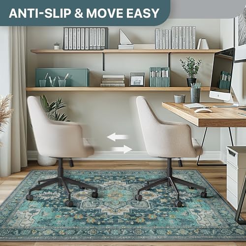 48"x72" Office Chair Mat for Hardwood Floor, Non-Slip Washable Turquoise - Image 5