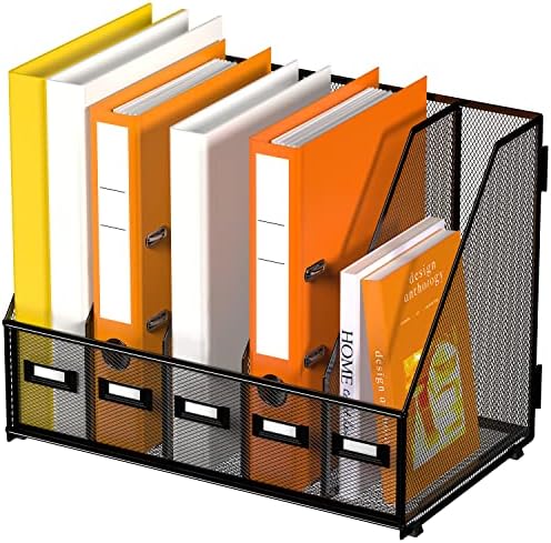 DALTACK 5-Slot Magazine File Holder, Metal Binder Holder, Black by DALTACK