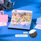 3D Calendar Memo Pad 2027,Time Piece Calendar,Desk Calendar 3D Memo Pad Non-stick Sticky Notes With Light Pen Holder For School Office Home(Santorini) - Image 3