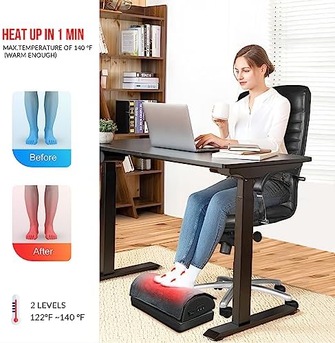 Snailax Heated Foot Rest Under Desk, Ergonomic Footrest with Vibration - Image 3