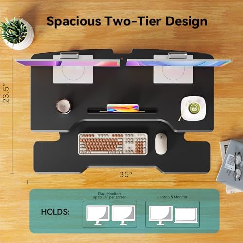 35" Standing Desk Converter, Quick Sit to Stand Desk Riser - Image 3