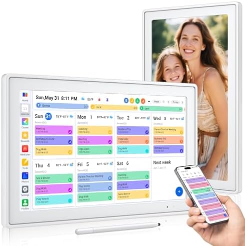 Digital Calendar 15.6 Inch, Smart Touchscreen Wall Calendar Planner Family Organizer with Chore Chart, Meal Planner, Electronic To-Do List, 32GB Schedule Board, Photo Frame by Unknown