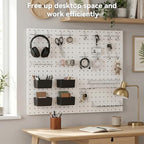 Peg Board, 4 Pack Metal Pegboard with Hooks, 71pcs Pegboard Kit, White Pegboard Wall Organizer, Heavy Duty Peg Boards for Walls Home, Garage Tool Storage, Workbench, Craft Room - Image 4