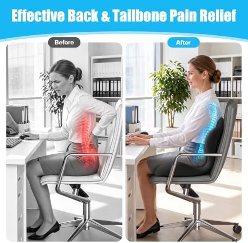 Ergonomic Seat Cushion for Office Chairs Lumbar Support Pillow, Black - Image 2