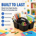 Haundry 6 Pack Black Classroom Caddy, 3-Compartment Plastic Supply Bins - Image 5