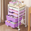 Goovilla Rolling Cart with 5 Drawers for Craft, Art, Dorm, Office, Purple by Goovilla