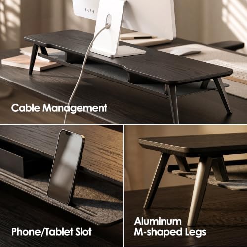 Fenge Solid Wood Dual Monitor Stand with 2-Tier Storage - Image 6