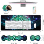 4 in 1 Ergonomic Keyboard Wrist Rest & Mouse Pad Wrist Rest Set, Large XXL Gaming Desk Mat 31.5"x 11.8" with Non-Slip Base, Memory Foam for Home Office Study Gaming, Tree of Life - Image 2