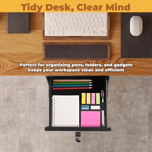 POPMOON 18in Under Desk Drawer with Lock, Large Pull Out Storage Organizer - Image 5