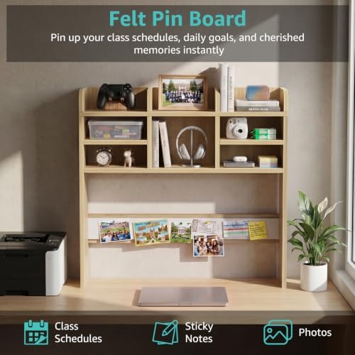 37 Inch Natural Wood Desk Hutch Dorm Top Only With Felt Board For College - Image 5