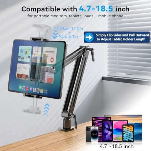 Portable Monitor Arm Mount Holder Screen Stand 18.5" 360° Rotating Base - Image 2