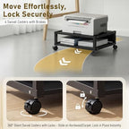 Zonon 2 Tier Printer Stand Under Desk with Wheels, Open Shelf Style, Black - Image 5