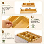 Yookeer 4 Pcs Expandable Drawer Organizer Adjustable Hanging Deep Drawer 11.4'' to 18.1'' Bamboo Wood Dividers Storage Tray for Desk Kitchen Bedroom Bathroom Office Supplies - Image 3