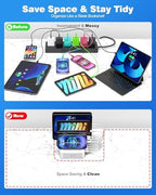 MSTJRY Charging Station for Multiple Devices : 6 Port USB Charger Stations - Family Multi-Device Organizer Charging Dock - Designed for iPhone iPad Android Cell Phone Tablet and Electronic, White - Image 5