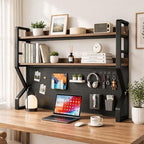 Lefedrasticity 3 Tier Desktop Bookshelf with Pegboard Desktop Organizer Shelf for Dorm Heavy-Duty Desk Shelf Organizer Desk Bookshelf for Office Dorm Room Gaming Desks (Black, 45.3" L) by %F0%9D%97%9F%F0%9D%97%B2%F0%9D%97%B3%F0%9D%97%B2%F0%9D%97%B1%F0%9D%97%BF%F0%9D%97%AE%F0%9D%98%80%F0%9D%98%81%F0%9D%97%B6%F0%9D%97%B0%F0%9D%97%B6%F0%9D%98%81%F0%9D%98%86