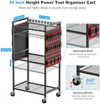 JUNNUJ Power Tool Organizer Cart with Charging Station, 10 FT Cord, Red - Image 5
