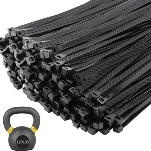 18 inch Black Zip Ties Heavy Duty 1000 PACK,120LBS Tensile Strength Self-Locking heavy duty UV Resistant Cable Tie Wraps for indoor and outdoor use by MasiStranth
