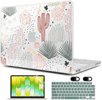 MEEgoodo 4-in-1 Printed Case for MacBook Neo 13 inch 2026 Release Model A3404, Laptop Hard Shell Cases with Keyboard Skin & Screen Protector & Webcam Covers, Cacti by MEEgoodo