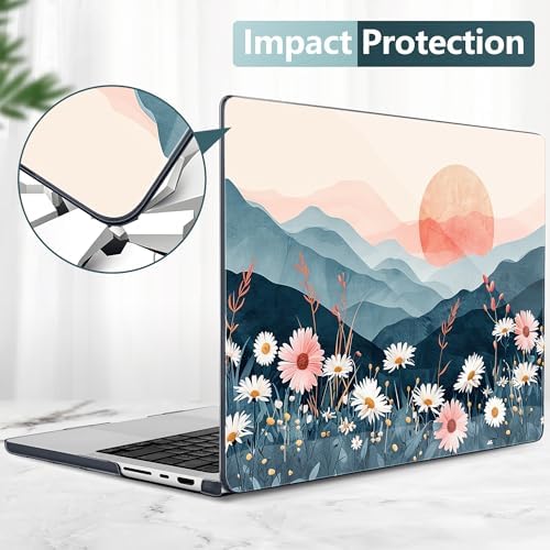 DONGKE Compatible with MacBook Pro 16 Inch Case (2026-2021 Release, M5 M4 M3 M2 M1 Pro/Max Chip), Plastic Hard Shell Cover with Keyboard Cover & Screen Protector for MacBook Pro 16", Sun & Daisies - Image 5