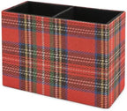 PU Leather Multi-Compartment Pen Holder Desktop Organizer Pencil Cup Storage Caddy for Office Home Supplies Blue Stewart Plaid Colorful Tartan Black Bright British - Image 7