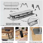 Fenge Dual Monitor Stand Riser with Phone & Tablet Slot, Dark Oak - Image 6