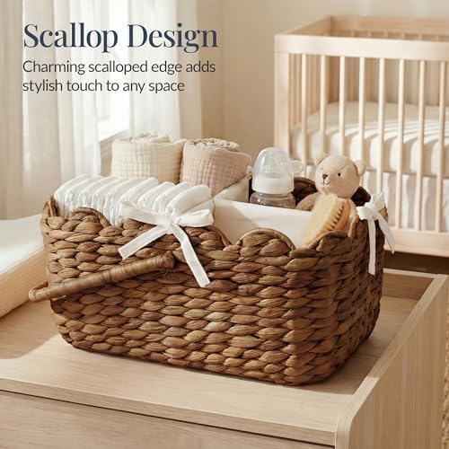 Best Choice Products Baby Diaper Caddy Organizer, Large Portable Handmade Nursery Basket w/Removable Divider & Handles, Handwoven Changing Table Storage Bin for Nursery Organization - Chestnut - Image 3