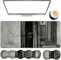TGFEWYTJYJ Extended Gaming Mouse Pad,Memory Foam Ergonomic Keyboard Mouse Wrist Rest Support Set,Large Desk Mat with Stitched Edges,Non-Slip Base Mousepad Home Office,Black Cat by GFEWYTJYJ