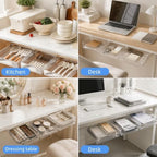 Under Desk Storage Slide Out Drawer Organizer,3 Pack Large & Medium & Small Hidden Under Desk Drawer Multi Space Holder for Pen Earphone Cosmetics Kitchenware Notebook Tape,LMS White - Image 7