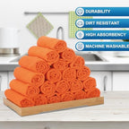 Tenare 100 Pack 12'' x 12'' Microfiber Cleaning Cloths Reusable Cleaning Rags Bulk Microfiber Towels Softer Highly Absorbent Washcloths for House Kitchen Car Window(Orange) - Image 3