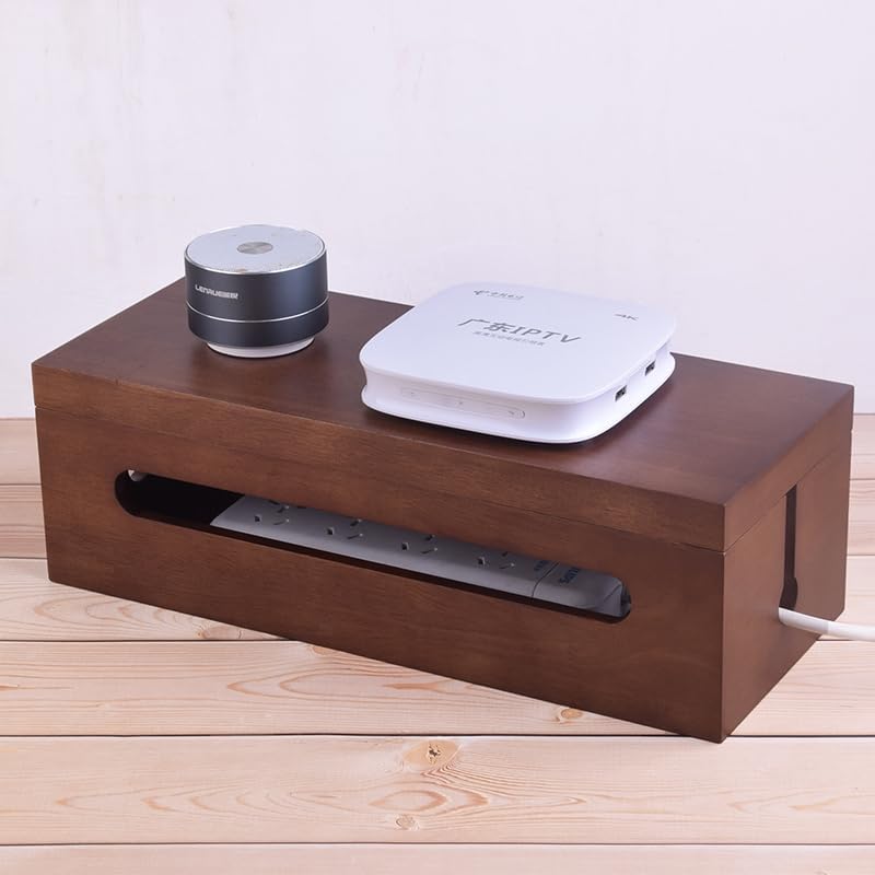 Cable Management Box, Solid Wood Cord Hider, Large Wire Organizer by GroveMindooOfficeStorage