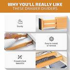 4-Pack Bamboo Drawer Dividers - 2.6 Inches High, Adjustable 12 to 17 Inches Expandable Drawer Organizer Dresser Separator for Clothes, Utensils, Bedroom, Bathroom, Kitchen, Office Storage Organization - Image 6