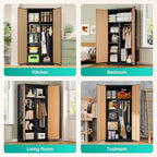 SISESOL Wide & Deep Metal Storage Cabinet with Hanging Rod,Broom Closet Storage Cabinet with Lock,72" Tall Wardrobe Cabinets with Doors and Shelves,Locking Steel Tool Cabinets for Home,Office,Garage - Image 4