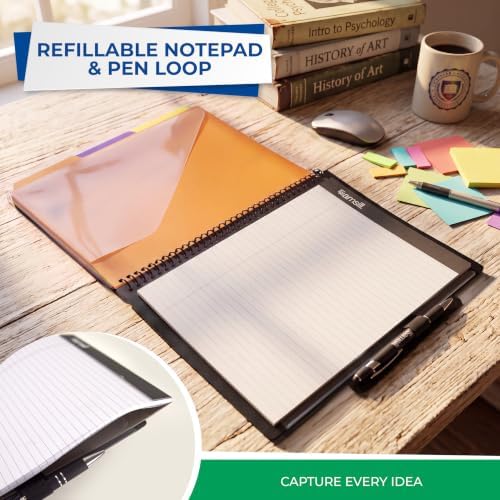 Samsill 2 Pack Deluxe 24 Pocket Spiral Project Organizer with Refillable Notepad, Customizable Front Cover, 12 Dividers with Erasable Write-On Tabs in Fashion Colors, Plastic Folders with Pockets - Image 5