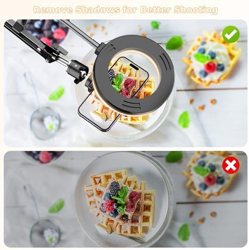 Overhead Camera Mount with Ring Light, Flexible Articulating Phone Arm Stand Compatible with iPhone, Logitech Webcam, Desk Tripod for YouTube Live Stream Cooking Nail Video Recording - Image 4