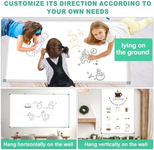 H-Qprobd Dry Erase White Board for Wall 6' x 3' Large Magnetic Whiteboard 72"x36" Aluminum Presentation Whiteboard with Long Pen Tray, 6 Markers, 2 Erasers &12 Magnets - Image 5