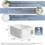 NaturalCozy 11.8"x8"x4.5” Storage Baskets for Shelves 3 Pack | Cotton Rope Woven Small Baskets for Organizing | Small Storage Bins for Nursery, Bathroom, Closet, Cube Shelf, Decorative, Gift Basket - Image 2