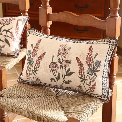 ISAENNE Designer Linen Throw Pillow Cover,Set of 2,20"x12"-Helena C - Image 2