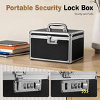 Black Medication Combination Lock Boxes with Code for Personal Items, Medicine Lockbox for Documents 12.8 x 7.6 x 8.27 Inches Colorful Medium - Image 6