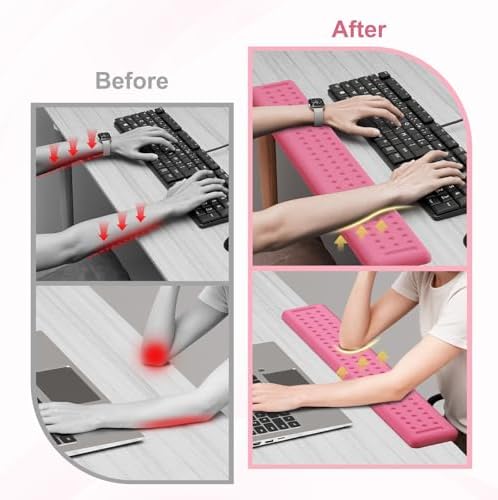 Leolee L-Shaped Desk Long Wrist Rest Elbow 60CM, Pink Arm Rest for Desk - Image 3