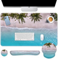 Britimes Keyboard Mouse Pad Set, 4 in 1 Desk Mat Set, Ocean Beach Blue by Britimes