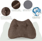 Lumbar Support Pillow for Recliner Chair/Accent Chair/Couch/Office Chair, Tufted Corduroy Back Support Cushion for Elderly, M-Shaped Recliner Cushions for Back Rest, Pain Relief, Reading, Brown - Image 3