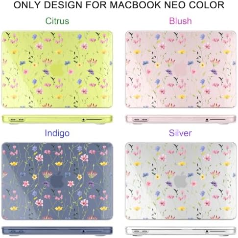 for MacBook Neo 13 inch Case 2026 (Model A3404, A18 Pro) Precision Fit & Scratch Unique Design Hard Shell, Keyboard Cover, Trackpad Protector, 2 OTG Adapter, for Women Cute, Dried Flower - Image 4
