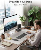 Aothia Faux Leather Desk Mat - Non-Slip PU Leather Desk Blotter, Waterproof Writing Surface, Large Desk Pad for Office & Home (Pale Lavender White, 55" x 24") - Image 3